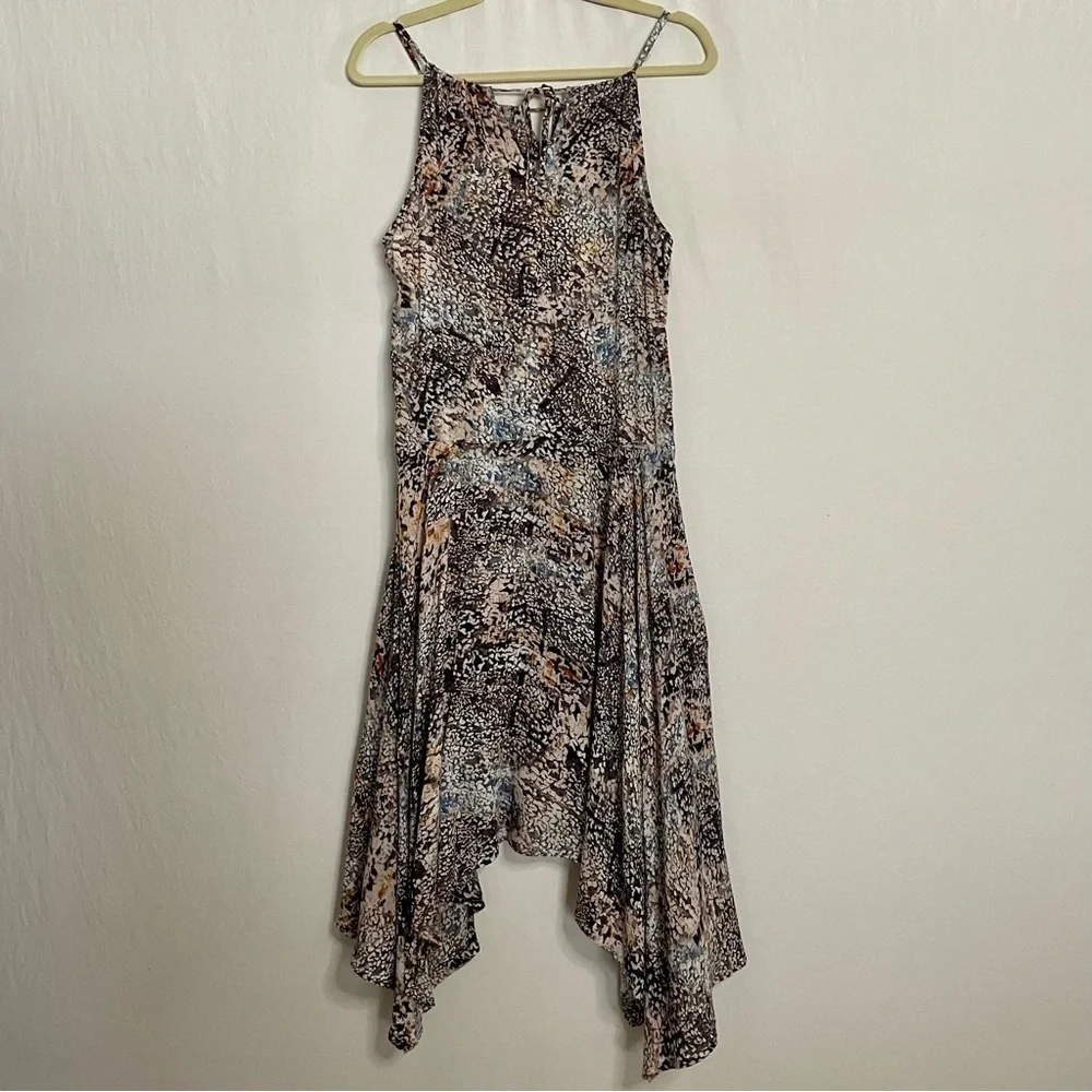 DKNY Boho Printed Midi Dress Artsy Handkerchief Hemline - Picture 10 of 15